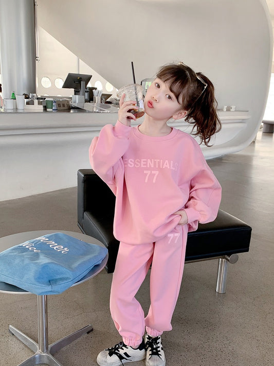 Girls' sports suit 2023 spring new children's Korean version casual loose sweater baby spring and autumn two-piece set