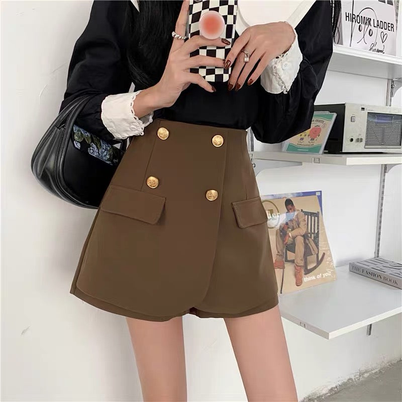 Fat mm skirt pants women 2022 new Korean fashion a-line wide-leg shorts autumn and winter large size all-match suit pants