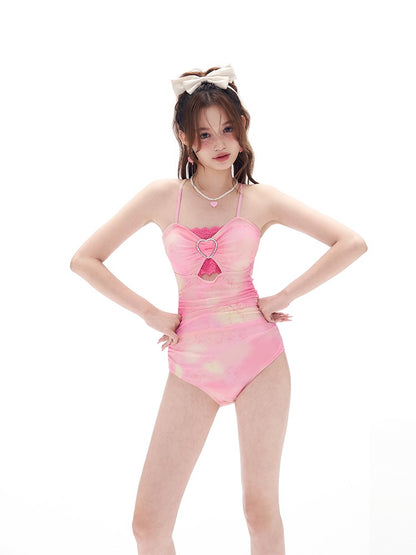 breezeholiday swimming women's hot spring 2023 new personality rendering printing swimsuit to cover belly and look thin