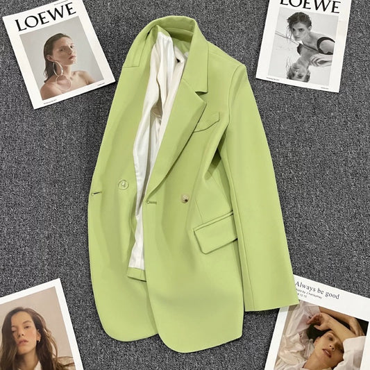 Fruit green suit jacket women's autumn 2022 new high-end sense one button temperament fashion niche suit trend 1752