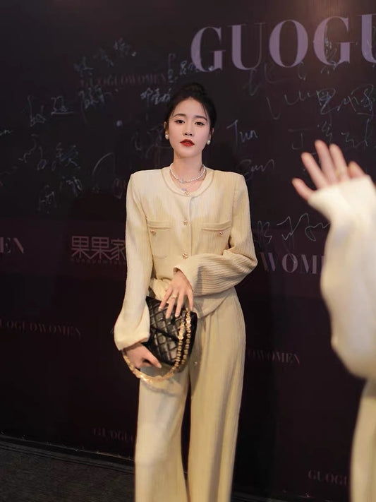 Guoguojia [Premium Show Series] Loose Straight Casual Pants Fashion Suit Women's Two-piece Set