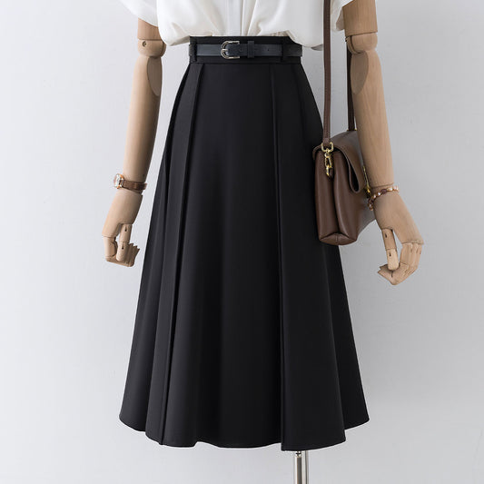Umbrella skirt 2022 new high-waist mid-length skirt women's design sense niche skirt high-end summer thin section