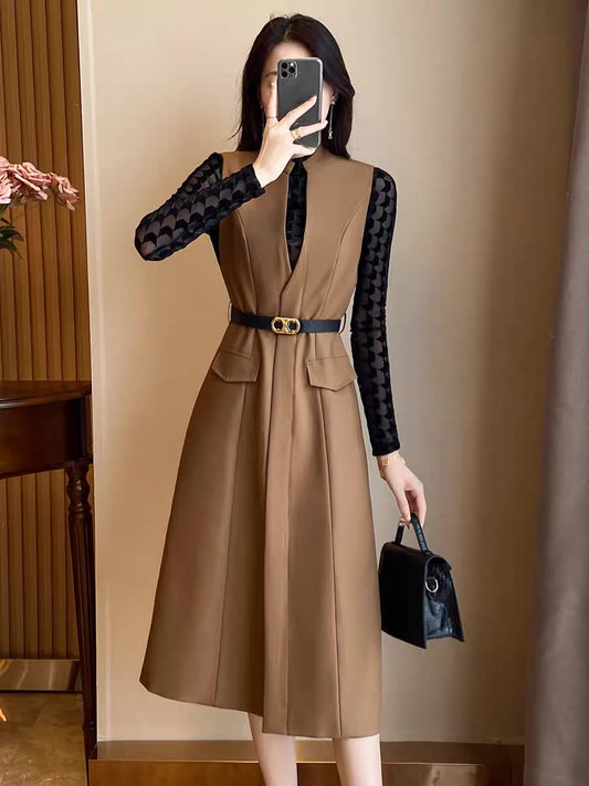 1933 new early autumn suit skirt high-end early autumn fashion ladies temperament show thin and cover meat and reduce age two-piece women
