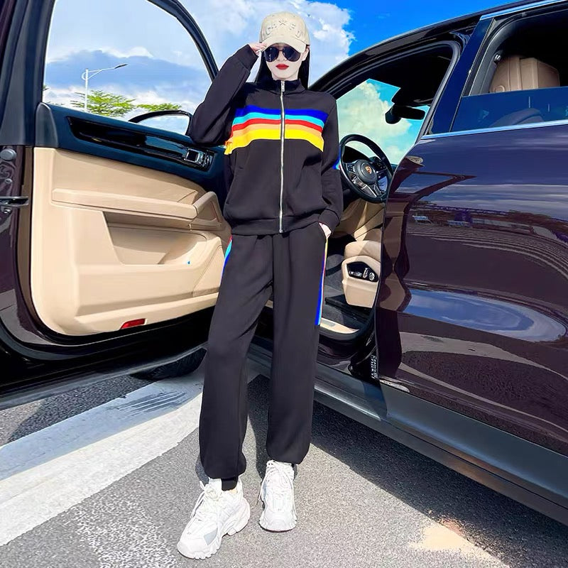 Autumn women's new sweater women's small high-end temperament lady goddess fan high-end casual sports suit 1674