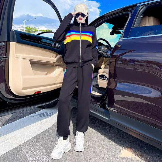 Autumn women's new sweater women's small high-end temperament lady goddess fan high-end casual sports suit 1674