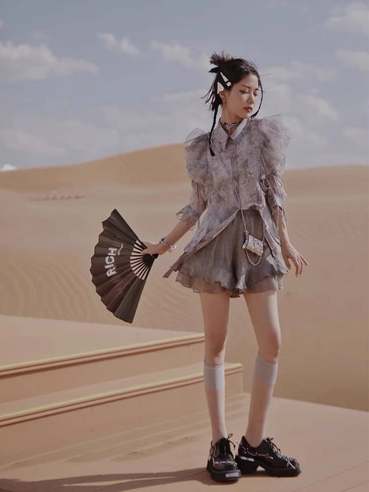 JZ Craftsman "Linquan Ferrying Water" Salt Department wears Yujie's two-piece summer dress 2022 new temperament suit female 1333