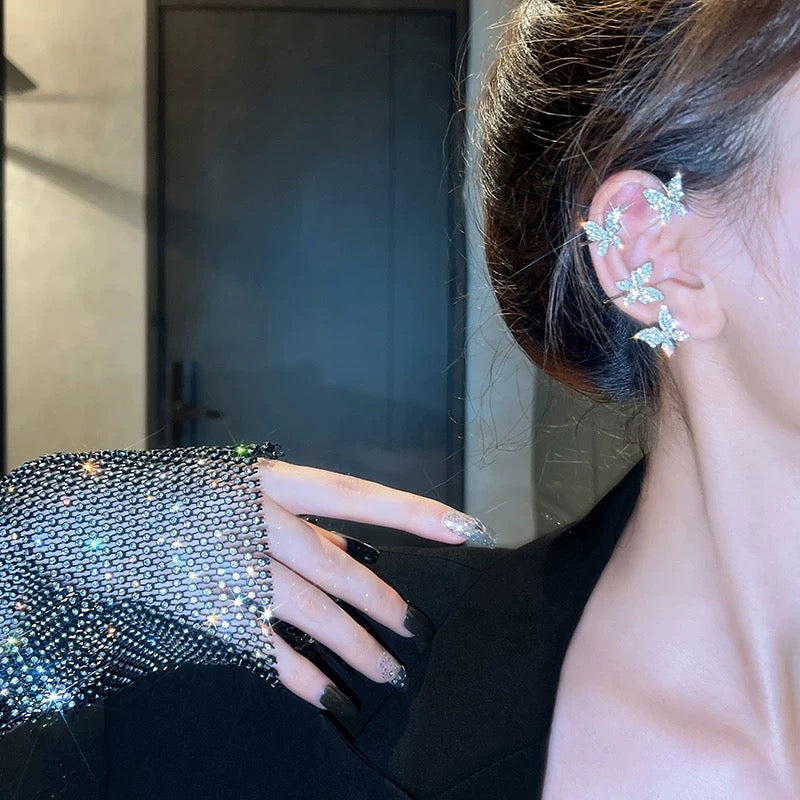 Light luxury butterfly temperament earrings without ear holes 2021 new earrings 2022 niche high-end earbone clip earrings