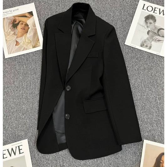 Black suit jacket women's 2022 autumn new high-end niche style small suit with back slit 1768