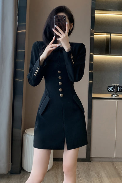 French Hepburn style black suit skirt female 2022 autumn and winter new high-quality small slim slim dress