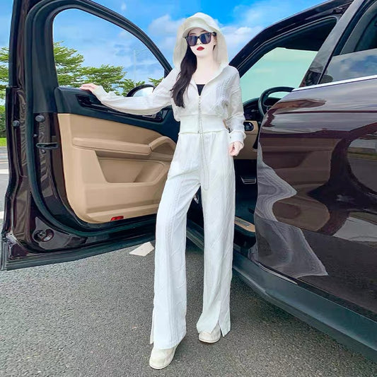 European goods high-end casual sports suit women's autumn 2022 new age-reducing fashion fried street wide-leg pants two-piece tide 1671