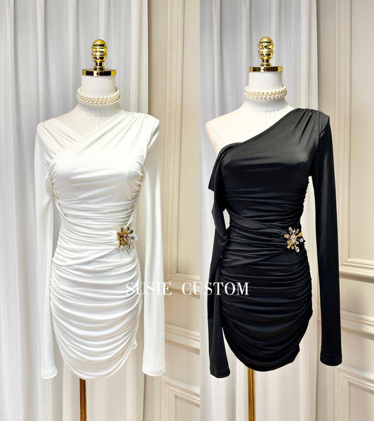 High custom design V-neck strapless dress