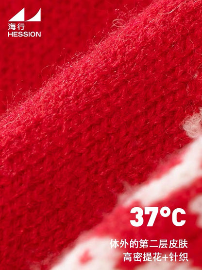 Haixing rabbit year natal year sweater men's New Year's red bottoming sweater 2023 winter thickened Chinese New Year couple outfit