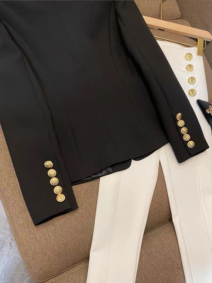 Korean high-end foreign trade chic design sense niche waist short custom suit black suit jacket female 6743