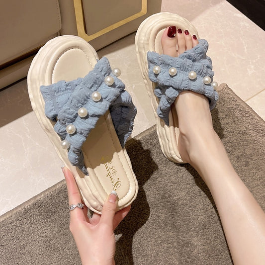 Fairy wind sandals women's summer wear 2023 new style dissolved thick-soled platform shoes seaside vacation beach slippers ins