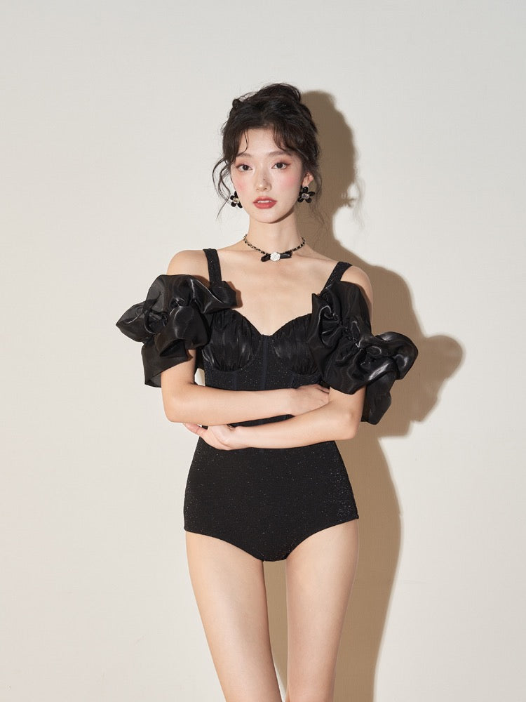 Jinzhu swimsuit women's 2023 new one-piece thin cover belly sexy lotus leaf side gathered hot spring vacation swimsuit
