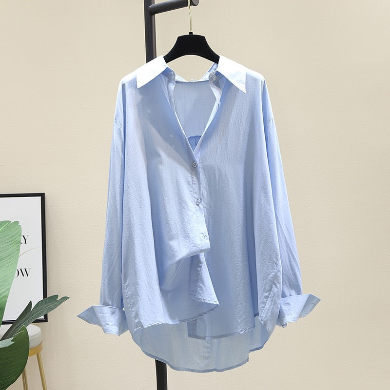 Tencel cotton shirt women's 2023 new Korean version loose casual design sense niche shirt sun protection top outerwear