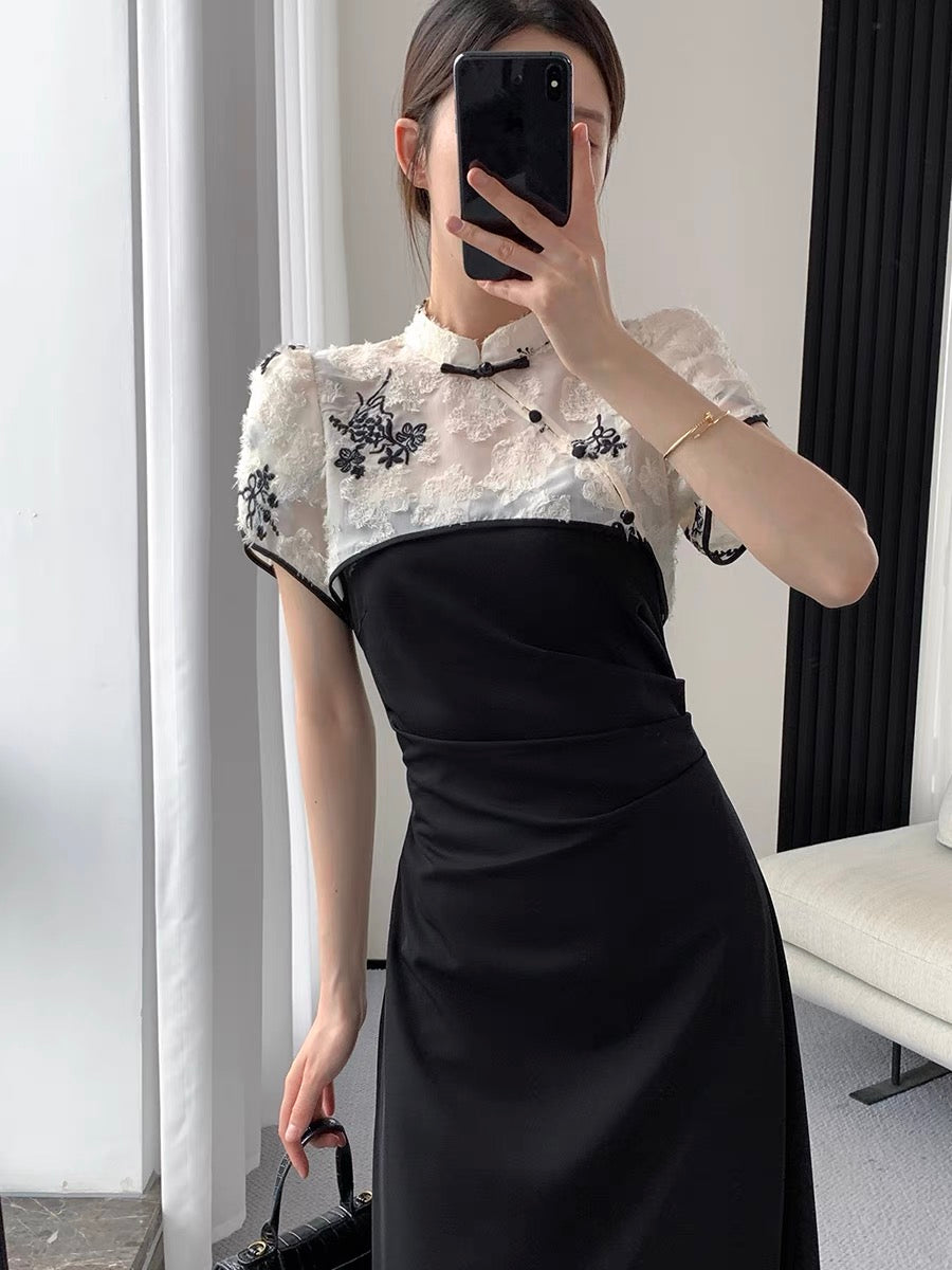 Guoge custom sleeveless dress 2022 summer new high-end sense waist slim temperament goddess fan round neck dress