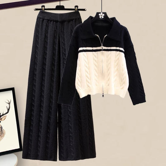 Salt series high-end autumn clothing 2022 new popular zipper sweater jacket pants women's age reduction suit two-piece