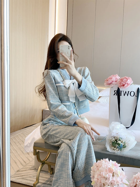 MUEL Small fragrance suit women's autumn and winter 2022 new celebrity temperament western style fashionable wide-leg pants two-piece set