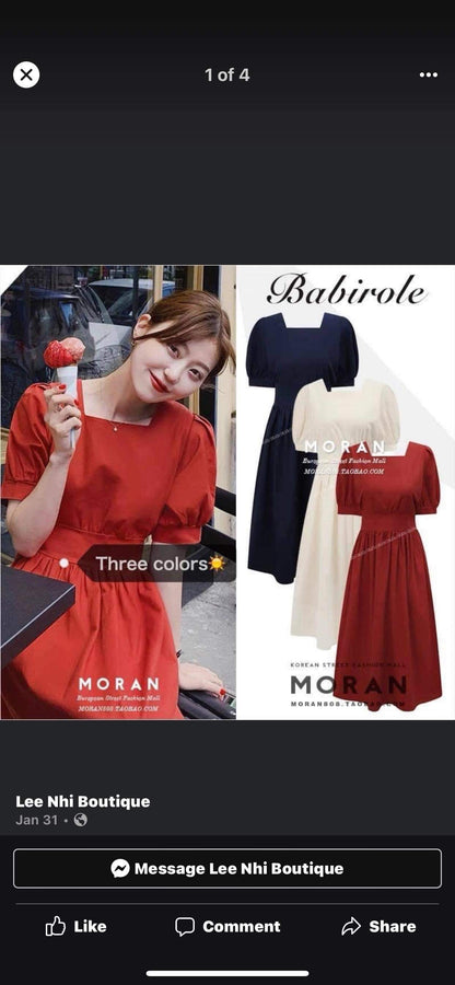 French-style long skirt waist slim temperament retro cotton and linen dress 2023 summer new platycodon skirt over the knee mid-length