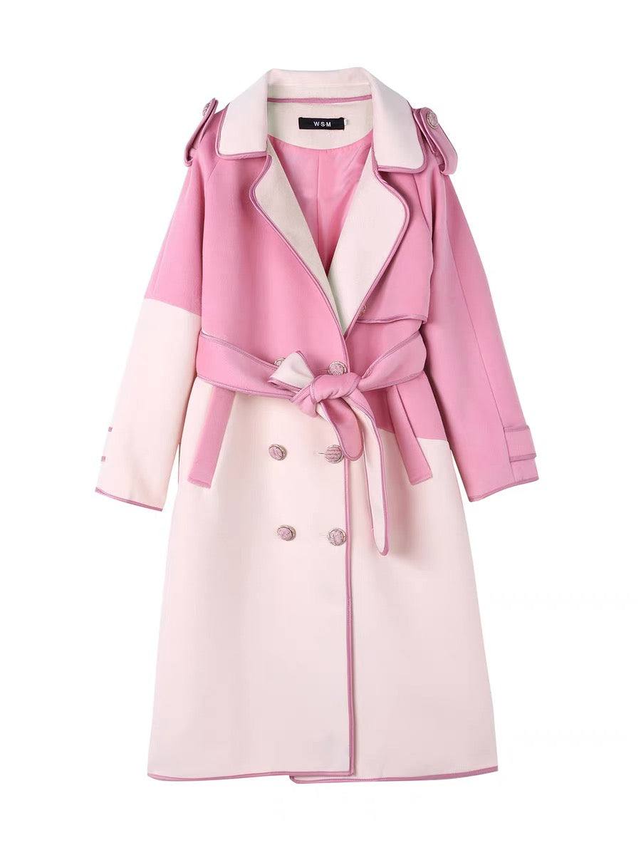 Pink woolen coat women's autumn and winter mid-length 2022 new small temperament foreign style age-reducing woolen coat