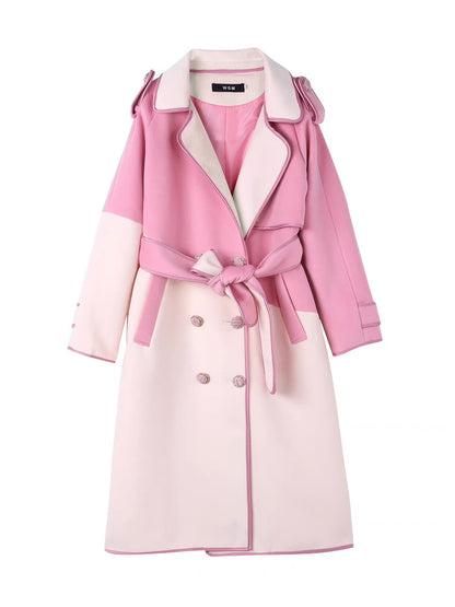 Pink woolen coat women's autumn and winter mid-length 2022 new small temperament foreign style age-reducing woolen coat