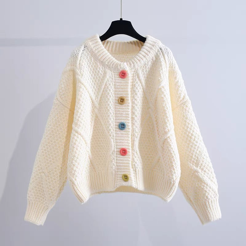 Short Twist Sweater Jacket Women's Winter Thickening 2022 New Korean Style Gentle Loose Outer Wear Soft Waxy Knit Cardigan