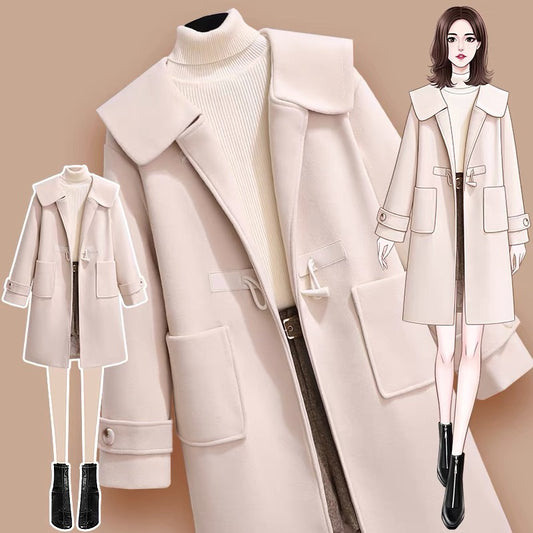Double-sided cashmere woolen coat women's autumn and winter women's clothing 2022 new Hepburn style high-end winter woolen coat