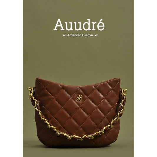 Auudre French niche handbag high-end rhombus chain Messenger bag female 2023 new commuter shoulder bag