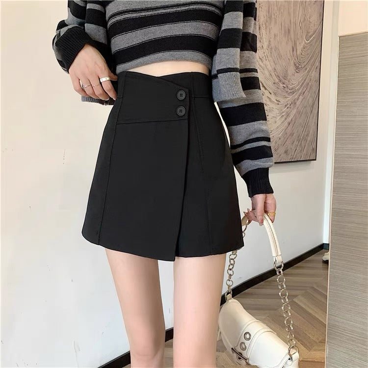 Black skirt female spring and autumn small tall waist a-line skirt 2022 new design sense niche shorts skirt