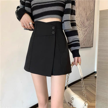 Black skirt female spring and autumn small tall waist a-line skirt 2022 new design sense niche shorts skirt