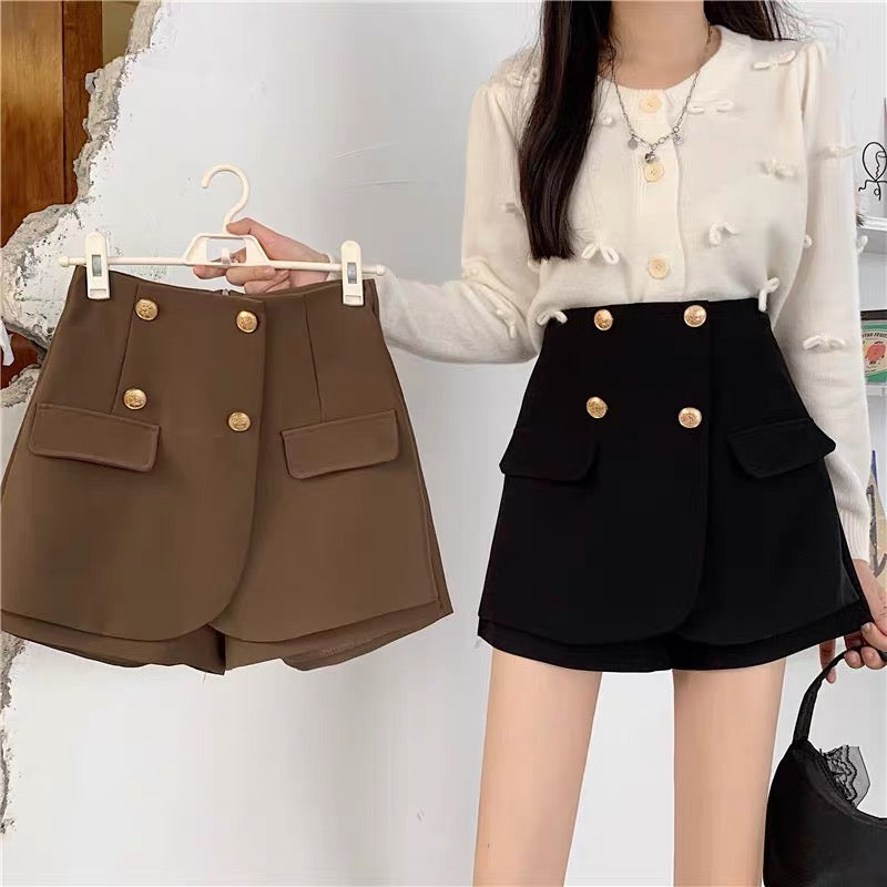 Fat mm skirt pants women 2022 new Korean fashion a-line wide-leg shorts autumn and winter large size all-match suit pants