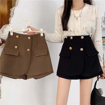 Fat mm skirt pants women 2022 new Korean fashion a-line wide-leg shorts autumn and winter large size all-match suit pants