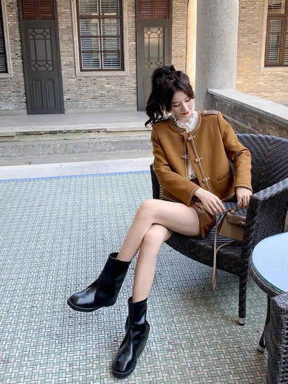 Guoguojia black short small fragrance coat women's spring and autumn high-end retro temperament ladies thin top 1192