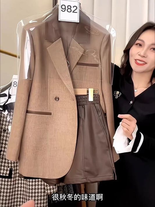 Autumn new women's temperament celebrity small fragrance suit high-end autumn and winter professional suit jacket shorts two-piece set
