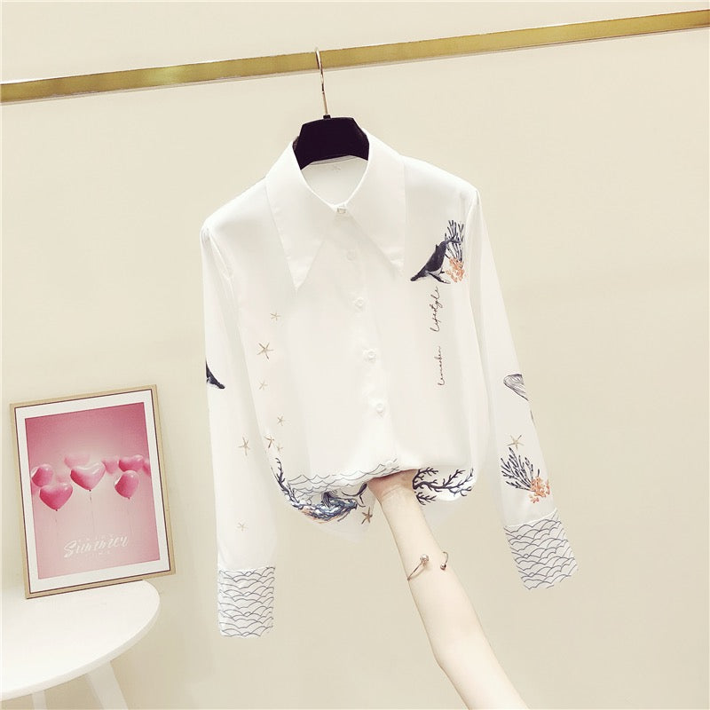 2022 Early Autumn New Style Shirt Women's Design Sense Niche Long-sleeved Versatile Top Fashion Temperament High-end Shirt