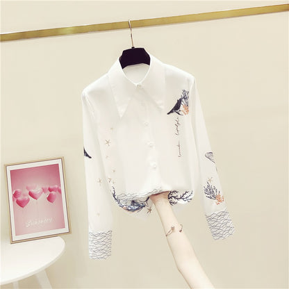 2022 Early Autumn New Style Shirt Women's Design Sense Niche Long-sleeved Versatile Top Fashion Temperament High-end Shirt