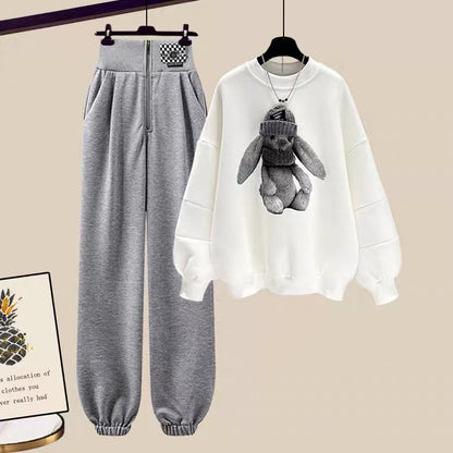 Autumn and winter sports style sweater and pants suit women's 2022 autumn women's new age-reducing small dress two-piece suit