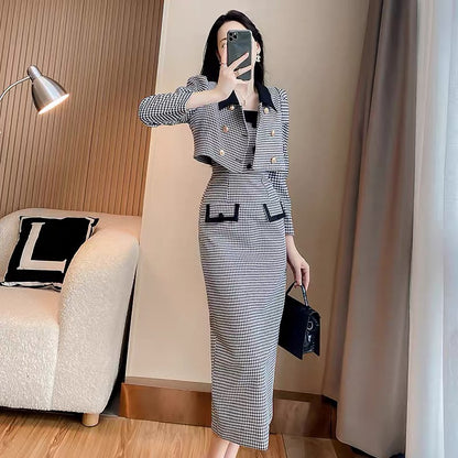 Small dress two-piece suit suspender skirt autumn professional cold women's advanced autumn 2022 early autumn new style