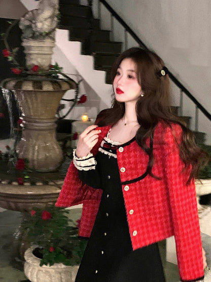 Q women's family pet daughter/French temperament dress autumn and winter daughter party collar annual meeting skirt New Year's Hepburn style