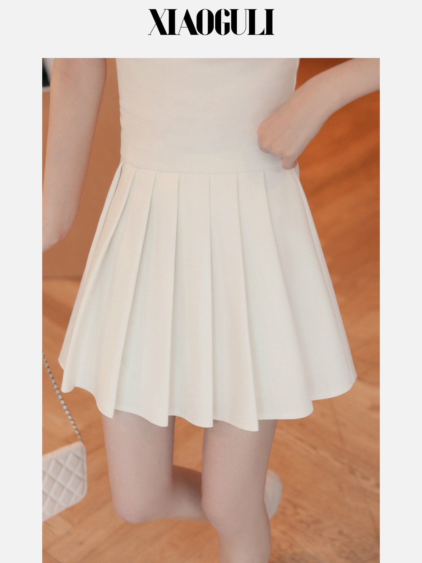 Small grain casual suit jacket women's skirt 2023 spring new pleated a-line skirt small suit