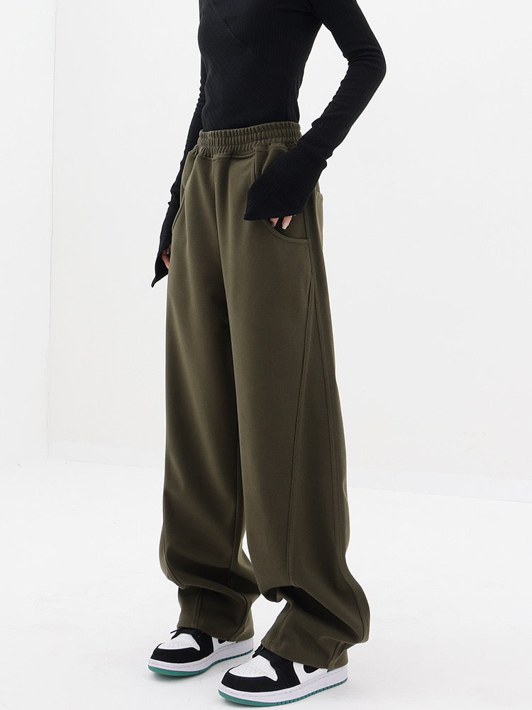 KEN STUDIO winter thickened sports pants women's autumn and winter woolen pants wide-leg pants casual pants banana pants pants