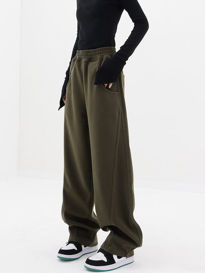 KEN STUDIO winter thickened sports pants women's autumn and winter woolen pants wide-leg pants casual pants banana pants pants