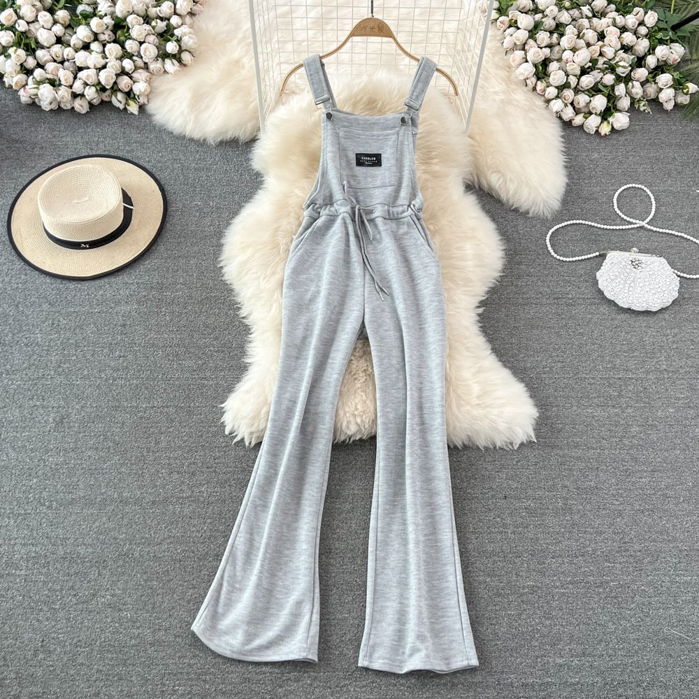 Korean version of the summer age-reducing all-match casual overalls women's waist slimming loose straight wide-leg jumpsuit long trousers