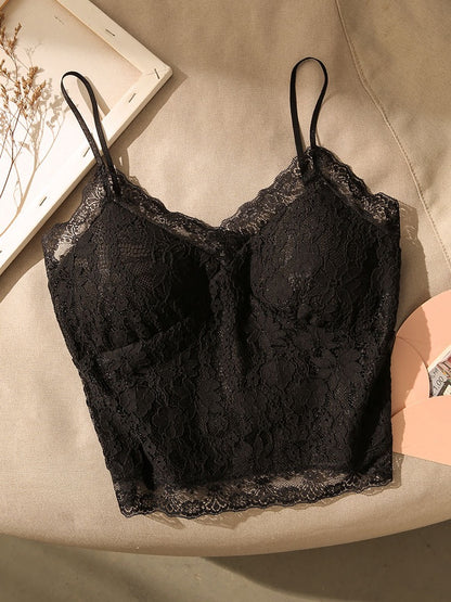 Chic Breast Lace Zipper Camisole Top Women's Outerwear Sexy Beauty Strap Chest Pad Bottom Tube Top Top