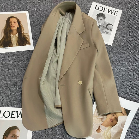Khaki suit jacket female 2022 autumn new British style slim temperament casual fashion small suit trend 1760