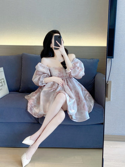 Sweet princess wind tutu skirt 2022 new temperament French retro niche waist a-line skirt dress female summer 2032