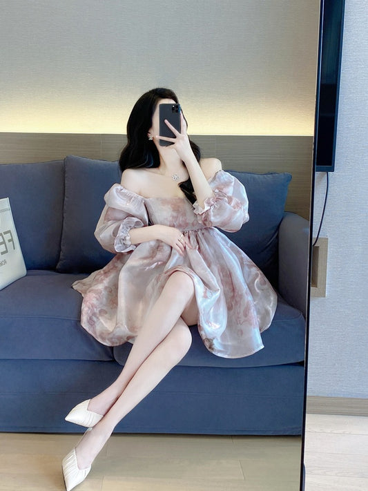 Sweet princess wind tutu skirt 2022 new temperament French retro niche waist a-line skirt dress female summer 2032