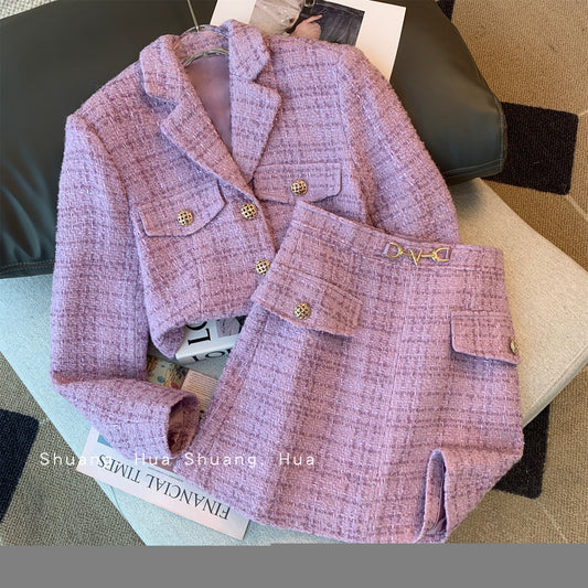 Small fragrant wind suit women's autumn 2022 new fashion foreign style celebrity temperament high-end skirt two-piece set