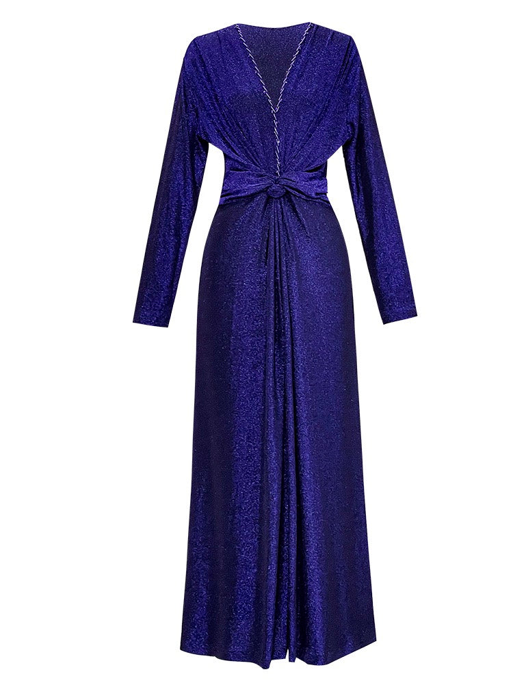 Sister Fei custom-made French light luxury temperament dress 2022 autumn new women's V-neck over-the-knee mid-length skirt